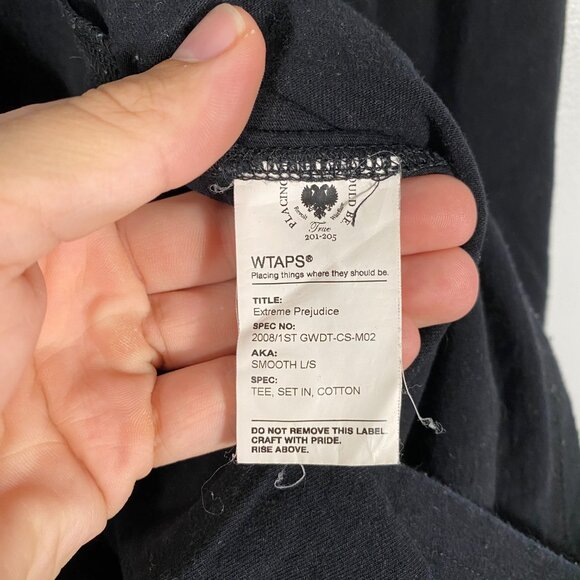 Wtaps Extreme Prejudice WT-VUA Plain Black Tshirt - Picture 4 of 6